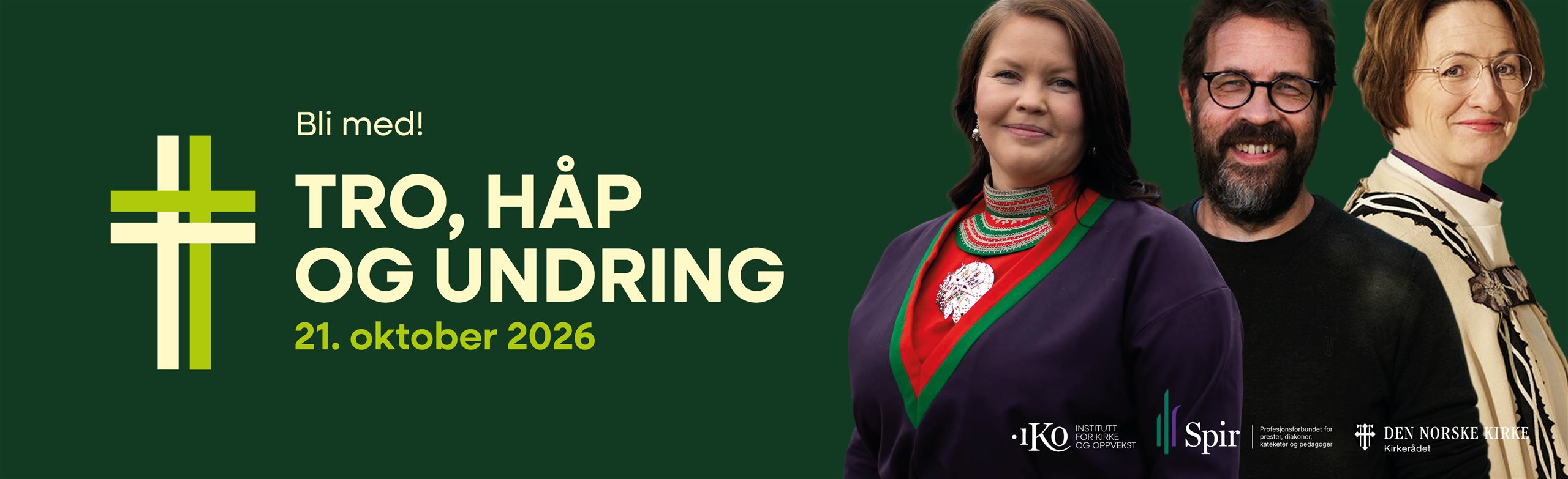 Banner med info om konferansen Tro, håp og undring